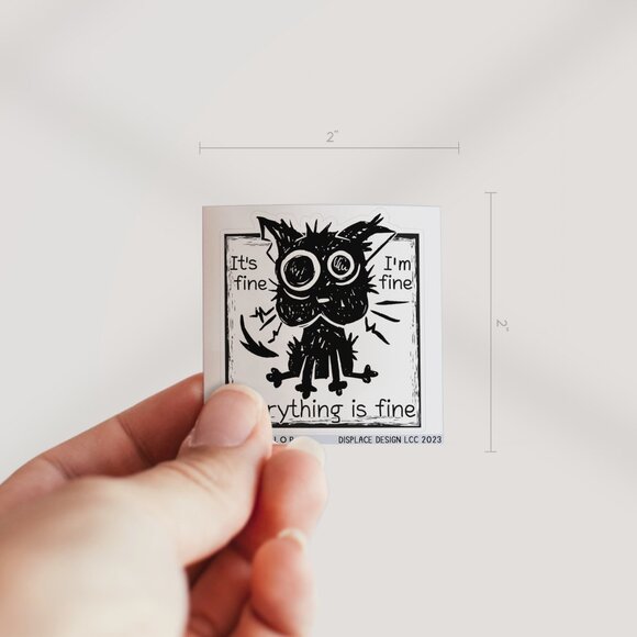 3pc - Everything is Fine Funny Cat Sticker Pack – Water Bottle, Tumbler, Laptop - Picture 3 of 8